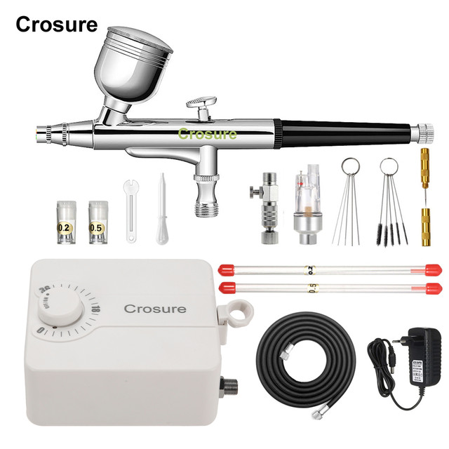 Crosure Airbrush Kit Air Brush Compressor Dual-Action Spray Gun